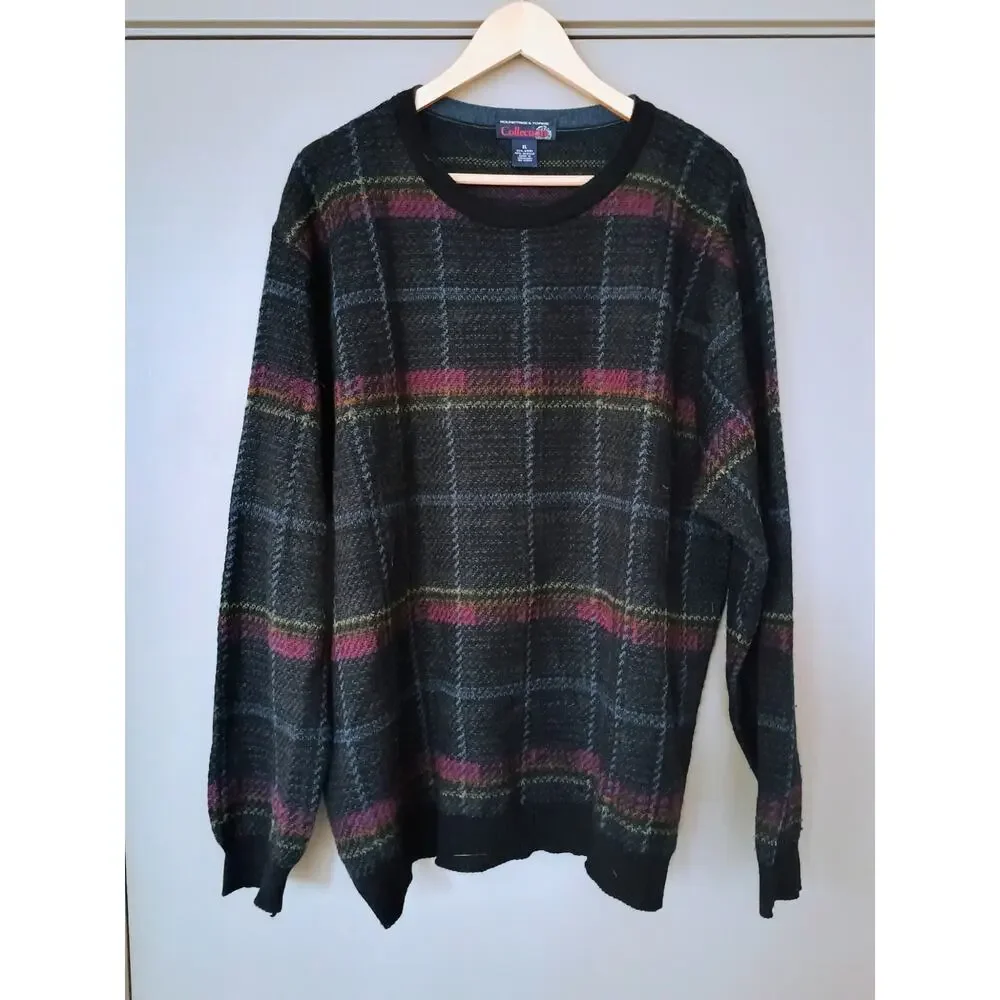 Y2k VTG Roundtree & Yorke Collection Wool retro Plaid Cosby grandpa core XL mens